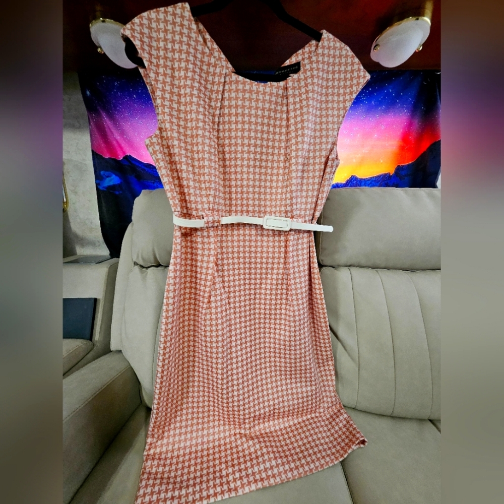 Pink Gingham Brunch Dress Pink and white with original white belt 12